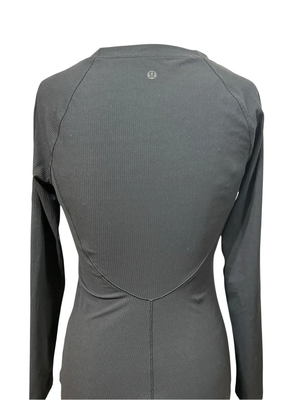 lululemon Black Scoop-Neck Midi Dress All Aligned Ribbed Medium Long-Sleeve EUC